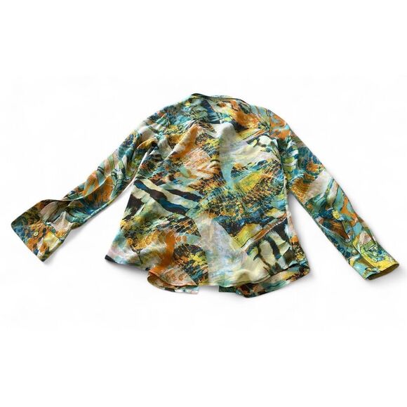 Pure Amici Women’s 100% Silk Button Down Blouse Sz S Multicolor Abstract Print - Picture 6 of 9